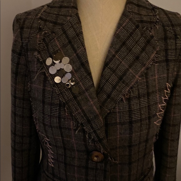 K/Lab Brown Plaid Blazer with Pink Stitching - Picture 11 of 14